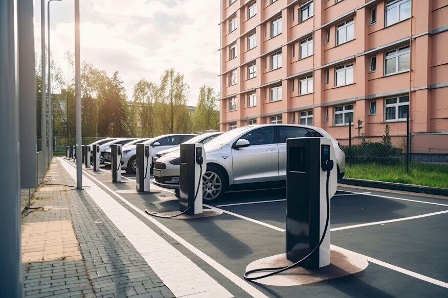 Row of EV Chargers